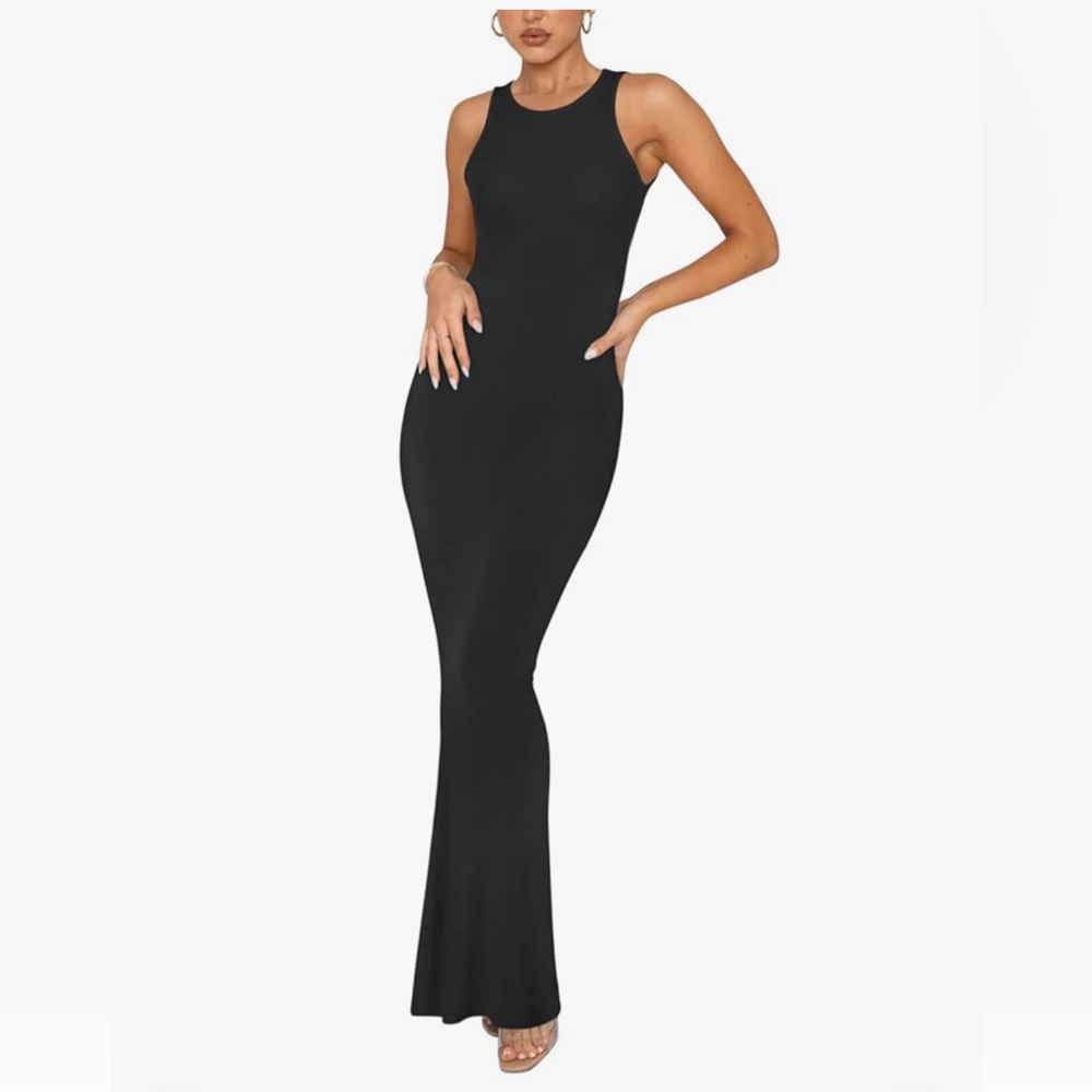 ReoRia Black Asymmetrical Maxi Dress